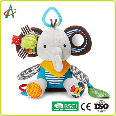 6 Inch Baby Animal Plush Toys , Elephant Rattle Toy CE Certified