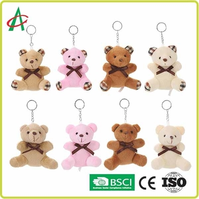 8cm Plush Teddy Bear Handcraft With Metal Keyring BSCI certificate