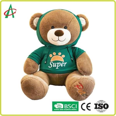 CE 30cm Plush Teddy Bear Reinforced Stitching With Hoodie