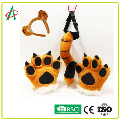 BSCI BPA Free Tiger Tail, Paws and Hairband Stuffed Animals Plush Toy