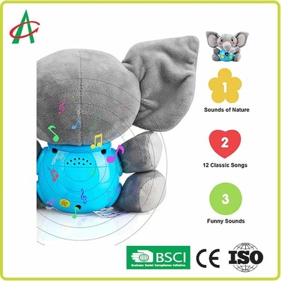 23.9cm Cuddle Stuffed Animals , OEM Talking Elephant Plush Toy With Music