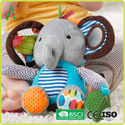 6 Inch Baby Animal Plush Toys , Elephant Rattle Toy CE Certified