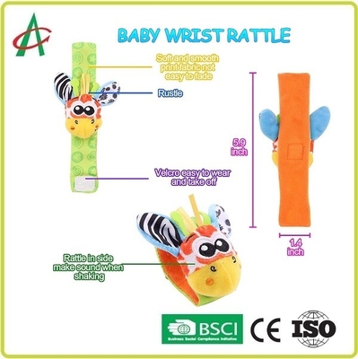 3.36 Ounces Baby Plush Rattle , ASTM Foot And Wrist Rattles