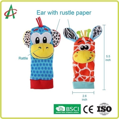 3.36 Ounces Baby Plush Rattle , ASTM Foot And Wrist Rattles