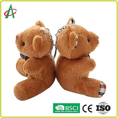 8cm Plush Teddy Bear Handcraft With Metal Keyring BSCI certificate