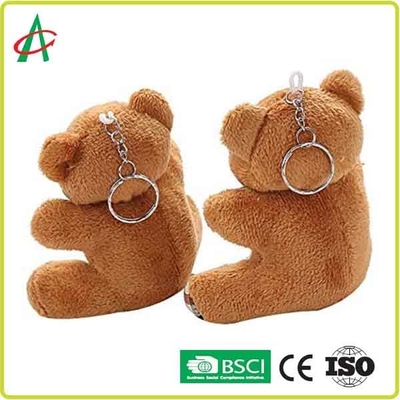 8cm Plush Teddy Bear Handcraft With Metal Keyring BSCI certificate