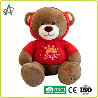 CE 30cm Plush Teddy Bear Reinforced Stitching With Hoodie