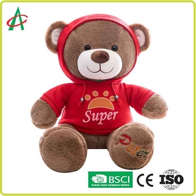 CE 30cm Plush Teddy Bear Reinforced Stitching With Hoodie