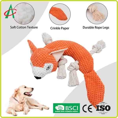 Waterproof 9.5 Inch Pet Plush Toy 4 Rope Knots With Squeaky