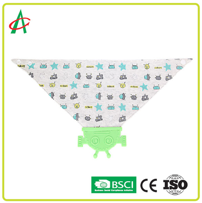 CE Modern Baby Bandana Bibs 100% Cotton Silicon With Teether