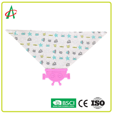 CE Modern Baby Bandana Bibs 100% Cotton Silicon With Teether