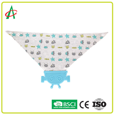 CE Modern Baby Bandana Bibs 100% Cotton Silicon With Teether