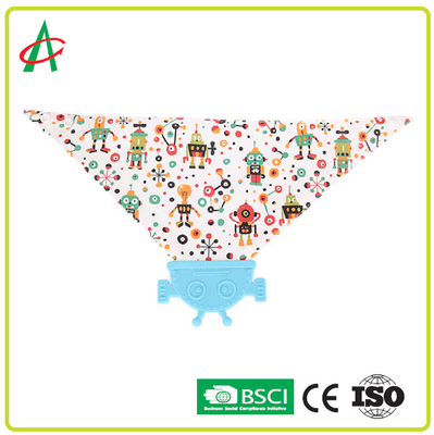 CE Modern Baby Bandana Bibs 100% Cotton Silicon With Teether