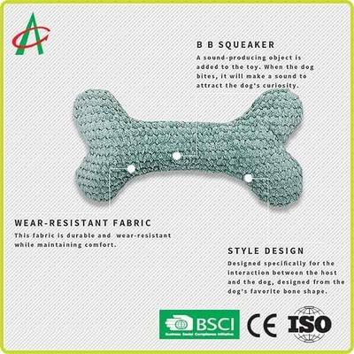 ISO9001 Pet Plush Toy Bone Shaped 15cm*5.5cm With Squeaker