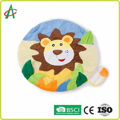 Washable Round Lions Plush Baby Mat Newborn Tummy Time Gym Mat