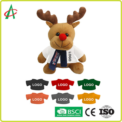 CPSC 20cm High Red Nose Reindeer Stuffed Animal With T Shirt And Scarf