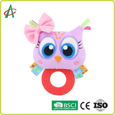 ASTM Handcrafted Nontoxic Baby Plush Rattle With Teether
