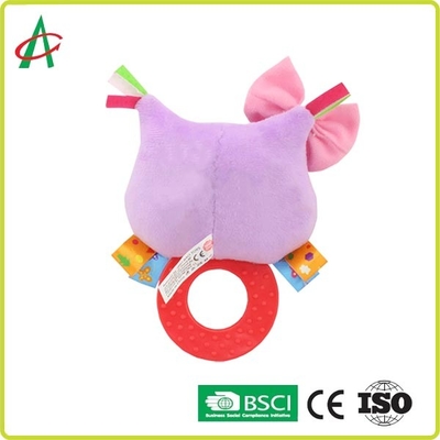 ASTM Handcrafted Nontoxic Baby Plush Rattle With Teether
