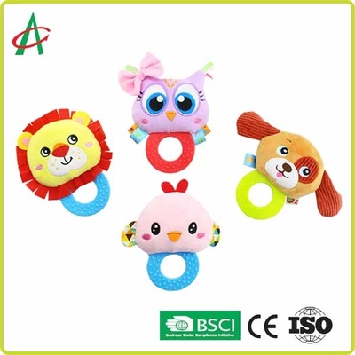ASTM Handcrafted Nontoxic Baby Plush Rattle With Teether