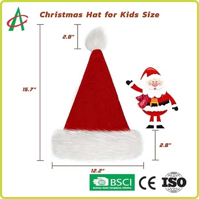 Anti Allergic Unisex Children Red Velvet Christmas Hats